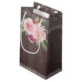 素朴水色フローラヴィンテージ結婚レース スモールペーパーバッグ (裏面アングル)