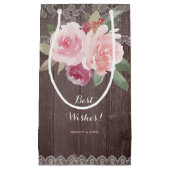 素朴水色フローラヴィンテージ結婚レース スモールペーパーバッグ (正面)