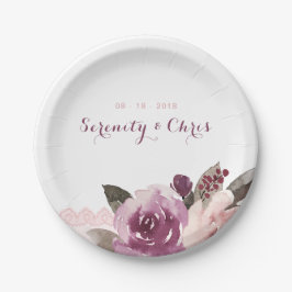 素朴水色フローラヴィンテージ結婚レース ペーパープレート
