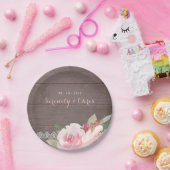 素朴水色フローラヴィンテージ結婚レース ペーパープレート (パーティー)