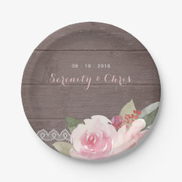 素朴水色フローラヴィンテージ結婚レース ペーパープレート