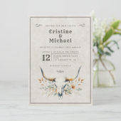 素朴水色ロングホーン結婚スカル 招待状 (スタンド正面)