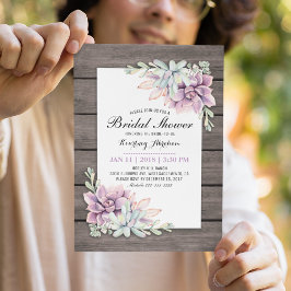 素朴水色多肉性フローラブライダルシャワー 招待状