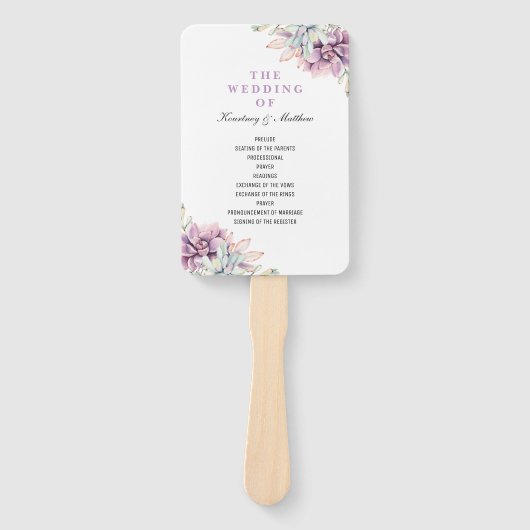 素朴水色多肉性フローラ結婚式 プログラム ハンドファン (正面)