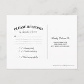 素朴水色多肉性フローラ結婚式RSVP インビテーションポストカード (裏面)