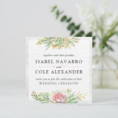 素朴水色多肉果サボテン結婚スクエア 招待状 (スタンド正面)