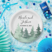 素朴水色結婚林プレート ペーパープレート (パーティー)