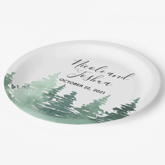 素朴水色結婚林プレート ペーパープレート (アングル)