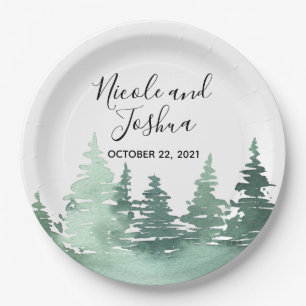 素朴水色結婚林プレート ペーパープレート