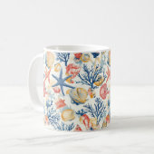 素朴沿岸 – 貝類、ヒトデ、リーフ(10) コーヒーマグカップ (正面左)