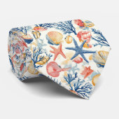 素朴沿岸 – 貝類、ヒトデ、リーフ(10) ネクタイ (ロール)