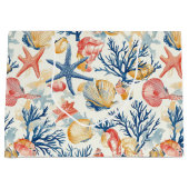 素朴沿岸 – 貝類、ヒトデ、リーフ(10) ラージペーパーバッグ (正面)