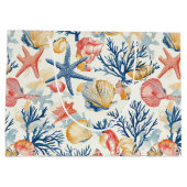 素朴沿岸 – 貝類、ヒトデ、リーフ(10) ラージペーパーバッグ (裏面)