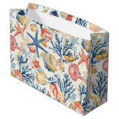 素朴沿岸 – 貝類、ヒトデ、リーフ(10) ラージペーパーバッグ (裏面アングル)