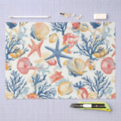 素朴沿岸 – 貝類、ヒトデ、リーフ(10) 薄葉紙 (クラフト)