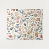 素朴沿岸 – 貝類、ヒトデ、リーフ(12) タペストリー (正面(横))