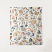 素朴沿岸 – 貝類、ヒトデ、リーフ(12) タペストリー (正面)