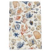 素朴沿岸 – 貝類、ヒトデ、リーフ(12) ミディアムペーパーバッグ (正面)