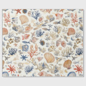 素朴沿岸 – 貝類、ヒトデ、リーフ(12) ラッピングペーパー (フラット)