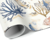 素朴沿岸 – 貝類、ヒトデ、リーフ(12) ラッピングペーパー (ロールコーナー)