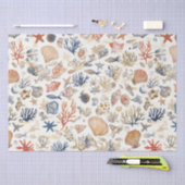 素朴沿岸 – 貝類、ヒトデ、リーフ(12) 薄葉紙 (クラフト)