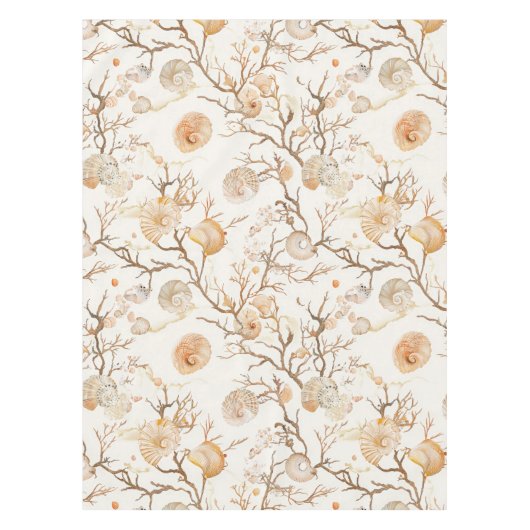 素朴沿岸 – 貝類、ヒトデ、リーフ(14) テーブルクロス (正面)