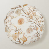 素朴沿岸 – 貝類、ヒトデ、リーフ(14) ラウンドクッション (裏面)