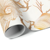 素朴沿岸 – 貝類、ヒトデ、リーフ(14) ラッピングペーパー (ロールコーナー)