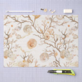 素朴沿岸 – 貝類、ヒトデ、リーフ(14) 薄葉紙 (クラフト)