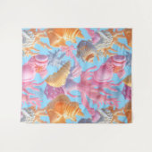 素朴沿岸 – 貝類、ヒトデ、リーフ(18) タペストリー (正面(横))