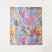 素朴沿岸 – 貝類、ヒトデ、リーフ(18) タペストリー (正面)