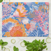 素朴沿岸 – 貝類、ヒトデ、リーフ(19) キッチンタオル (折り畳み)