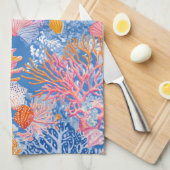 素朴沿岸 – 貝類、ヒトデ、リーフ(19) キッチンタオル (四つ折り)