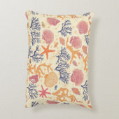 素朴沿岸 – 貝類、ヒトデ、リーフ(1) アクセントクッション (裏面(縦))