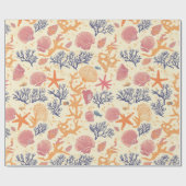 素朴沿岸 – 貝類、ヒトデ、リーフ(1) ラッピングペーパー (フラット)