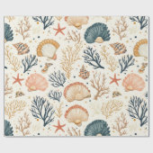 素朴沿岸 – 貝類、ヒトデ、リーフ(24) ラッピングペーパー (フラット)