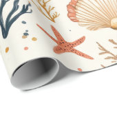 素朴沿岸 – 貝類、ヒトデ、リーフ(24) ラッピングペーパー (ロールコーナー)
