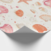 素朴沿岸 – 貝類、ヒトデ、リーフ(28) ラッピングペーパー (角)