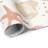 素朴沿岸 – 貝類、ヒトデ、リーフ(28) ラッピングペーパー (ロールコーナー)