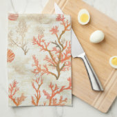 素朴沿岸 – 貝類、ヒトデ、リーフ(2) キッチンタオル (四つ折り)