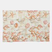 素朴沿岸 – 貝類、ヒトデ、リーフ(2) キッチンタオル (横)