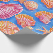 素朴沿岸 – 貝類、ヒトデ、リーフ(30) ラッピングペーパー (角)