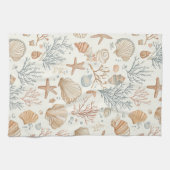 素朴沿岸 – 貝類、ヒトデ、リーフ(32) キッチンタオル (横)