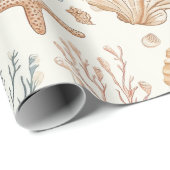 素朴沿岸 – 貝類、ヒトデ、リーフ(32) ラッピングペーパー (ロールコーナー)