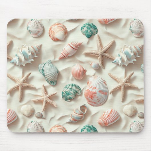 素朴沿岸 – 貝類、ヒトデ、リーフ(33) マウスパッド (正面)