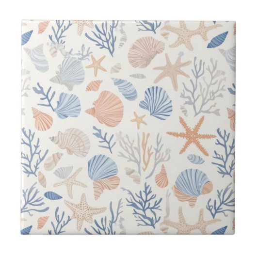 素朴沿岸 – 貝類、ヒトデ、リーフ(34) タイル (正面)