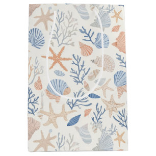 素朴沿岸 – 貝類、ヒトデ、リーフ(34) ミディアムペーパーバッグ