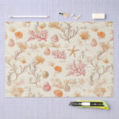 素朴沿岸 – 貝類、ヒトデ、リーフ(5) 薄葉紙 (クラフト)