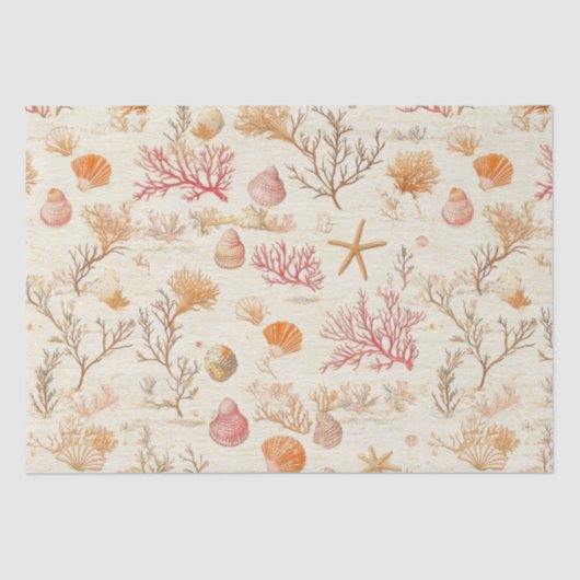 素朴沿岸 – 貝類、ヒトデ、リーフ(5) 薄葉紙 (正面)