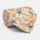 素朴沿岸 – 貝類、ヒトデ、リーフ(6) ネクタイ (ロール)